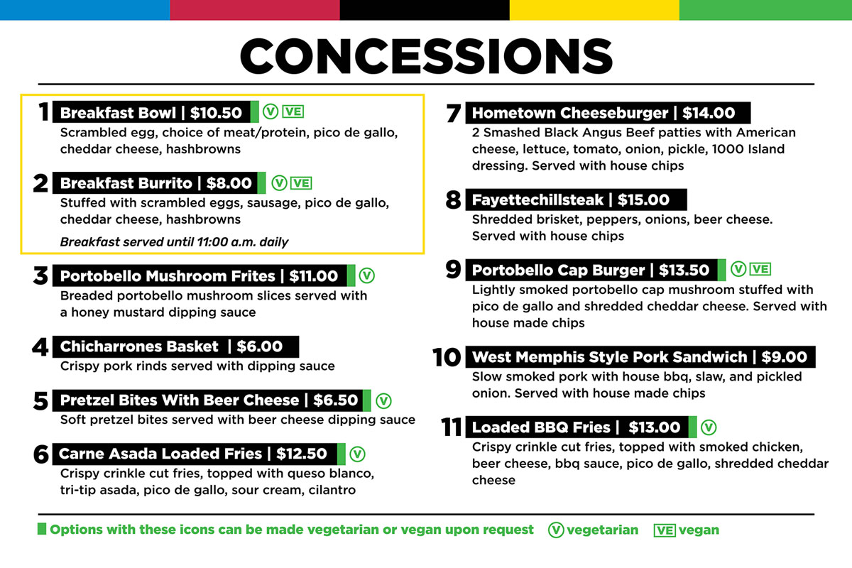 Concessions Menu